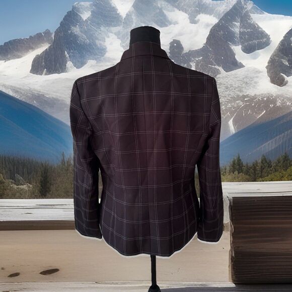 Chic BLACK LABEL by EVAN -PICONE Plaid Long Sleeve Blazer Sz 10 Fully Lined - Picture 2 of 6